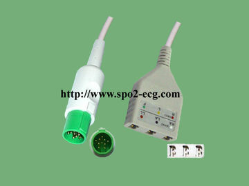 China 10 Pin One Piece ECG Lead Cable For Patient Monitor Anti - Interference supplier