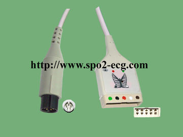 China IEC AHA Philips 5 Lead Ecg Cable Round 8 Pin 12 Feet With Clip / Snap supplier