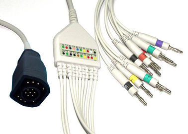 China ZOLL EKG Lead Wires Din 3.0 With Snap And Clip Solid Conductor Type supplier
