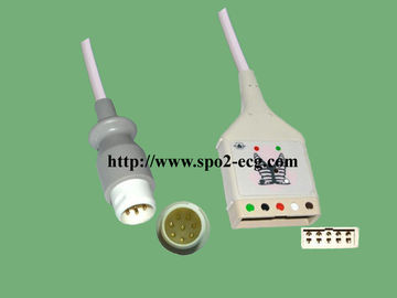 IEC AHA Philips 5 Lead Ecg Cable Round 8 Pin 12 Feet With Clip / Snap supplier