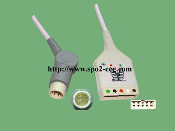 IEC AHA Philips 5 Lead Ecg Cable Round 8 Pin 12 Feet With Clip / Snap supplier