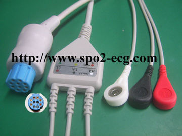 ASP Style Datex Ohmeda ECG Cable AHA IEC Round 10J For Patient Monitor supplier